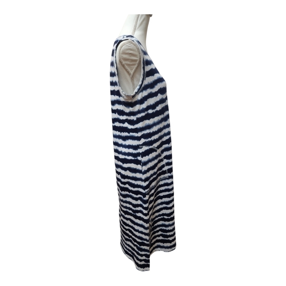 T By Talbots Midi Dress - Wavy Tie-Dye Blue and White, size Medium - Picture 5 of 11